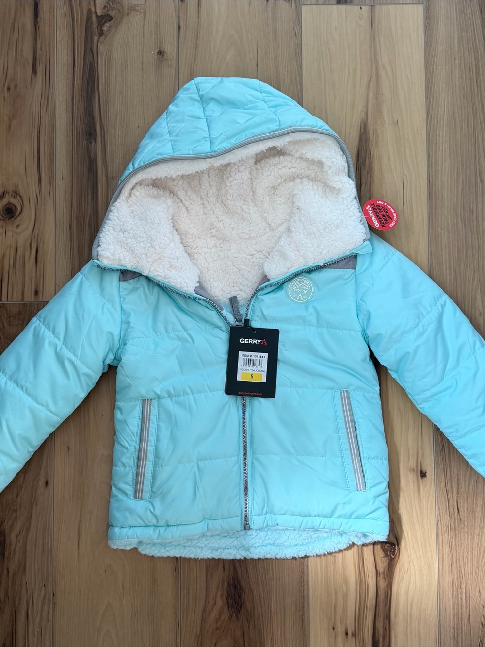 Gerry Weber Kids Light Aqua Hooded Puffer Jacket with Sherpa